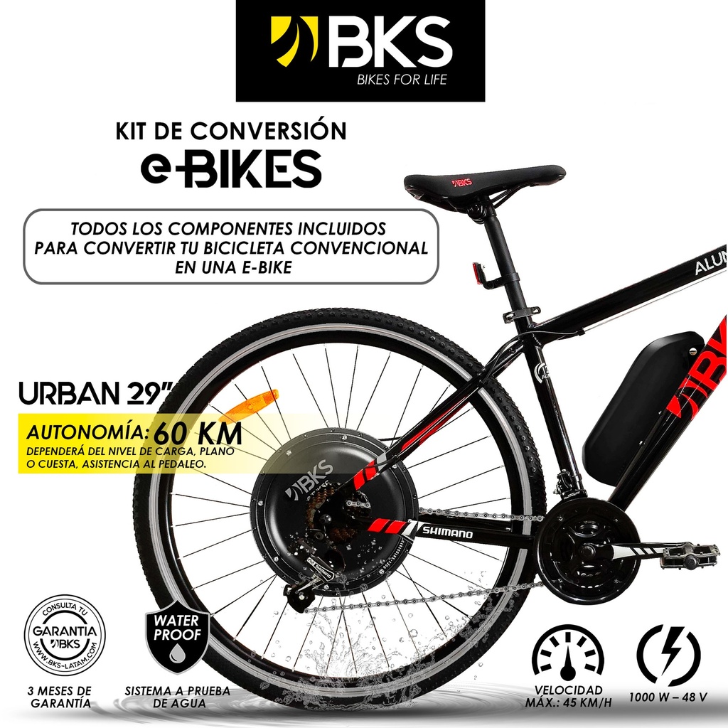 Kit Convertidor a Bicicleta Eléctrica Bks URBAN 29" 48V 500W