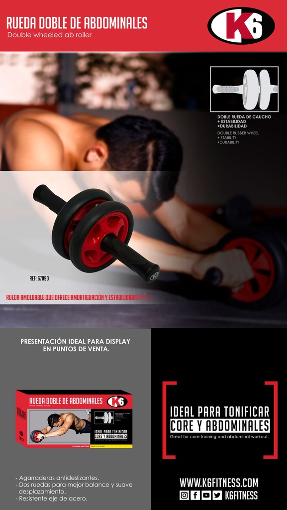 Ejercitador de Abdominales K6 de Doble Rueda