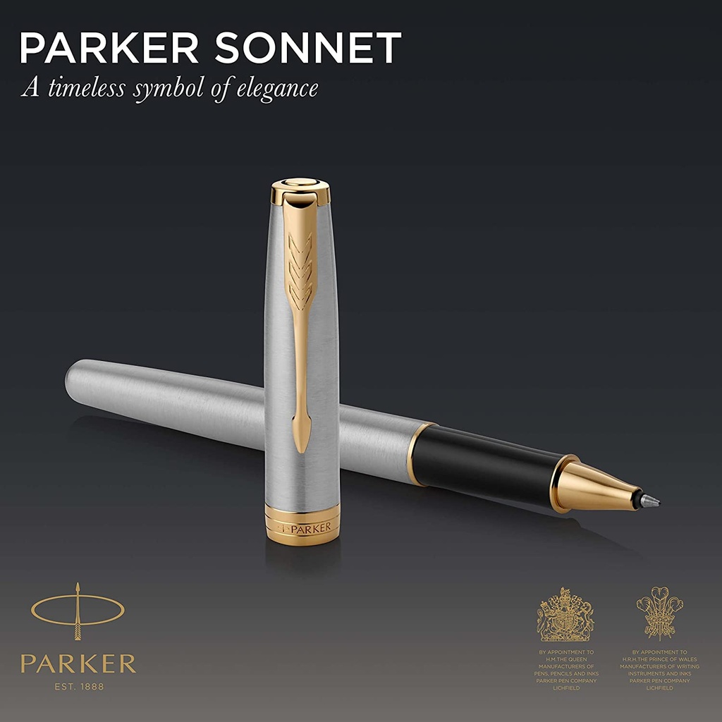 Bolígrafo Roller Parker Sonnet Acero Inoxidable Acabado Oro