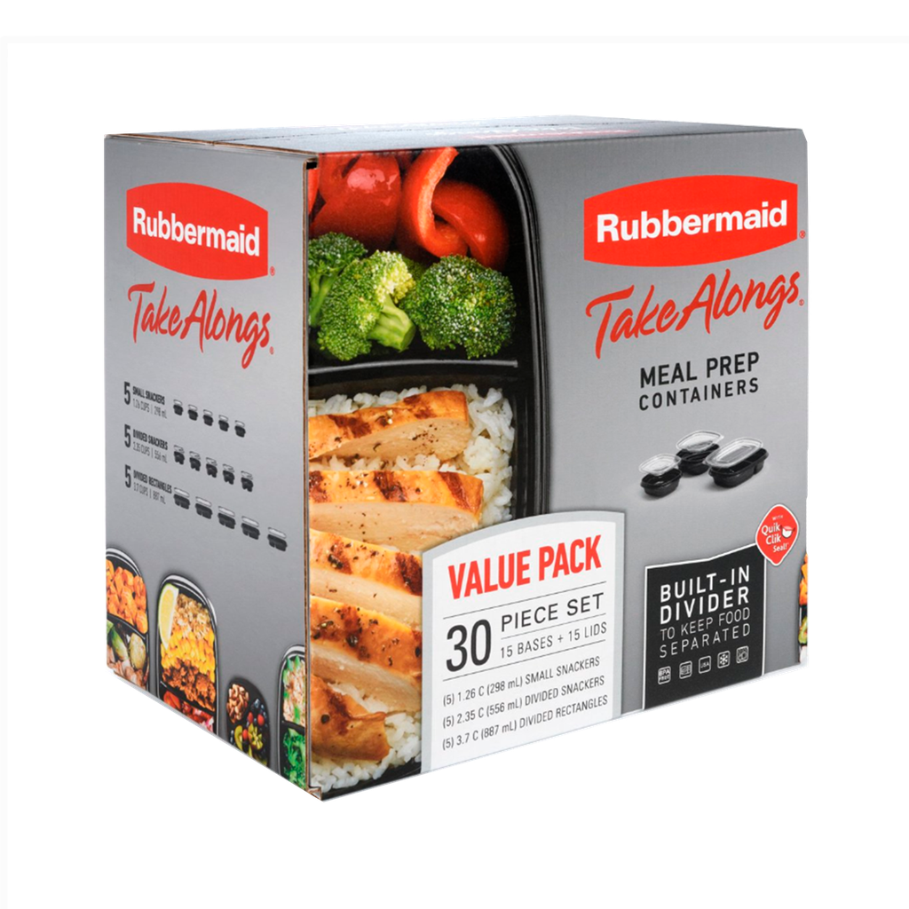 Set de 30 Recipientes con tapa diferentes tamaños Negro Rubbermaid