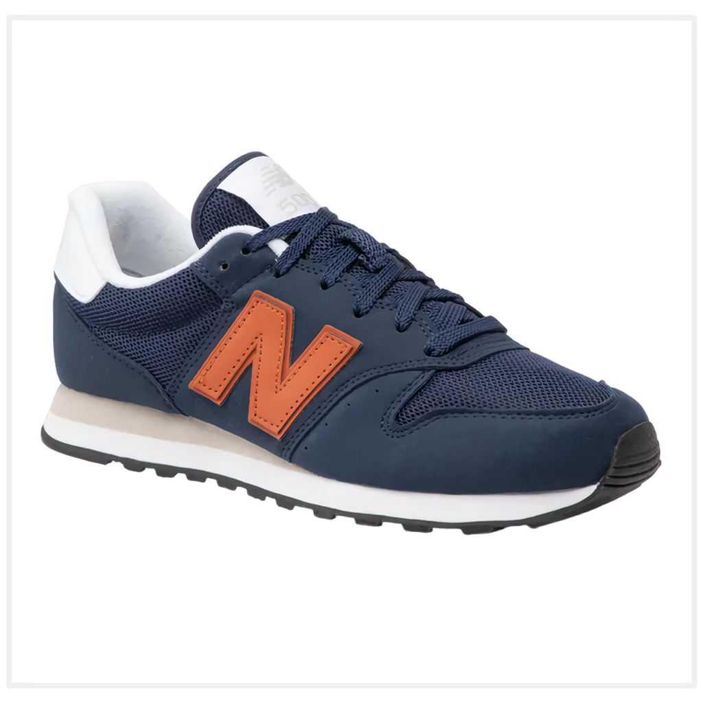 Zapato de Hombre New Balance 500 Azul Marino/Anaranjado