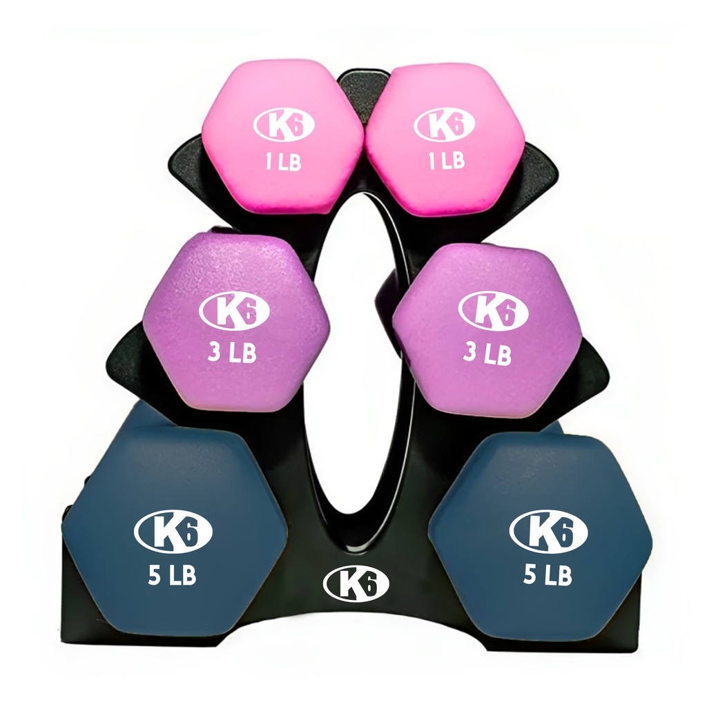 Set Kit Mancuernas K6 Pesas 1, 3 Y 5 Lbs