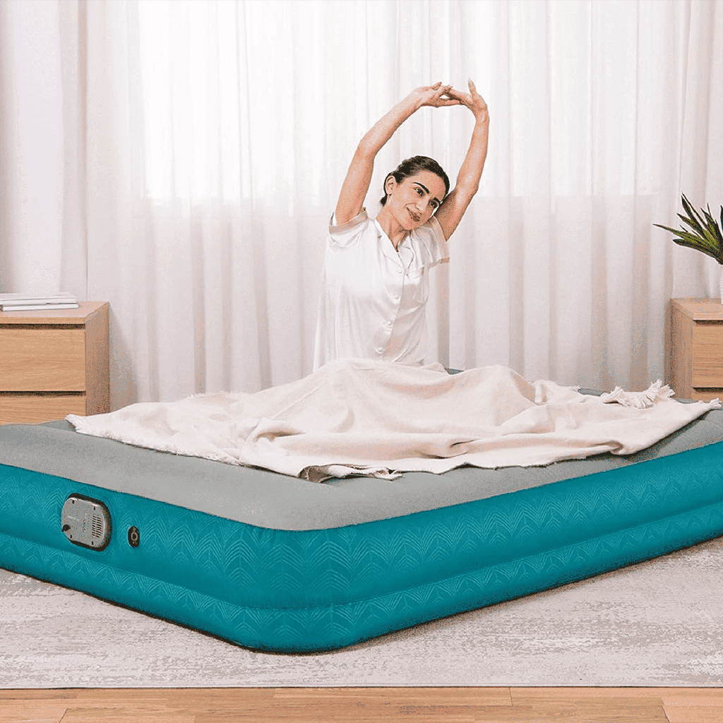Colchón Inflable Queen con Bomba Recargable Bestway AlwayzAire Fortech 2.03 m x 1.52 m x 36 cm