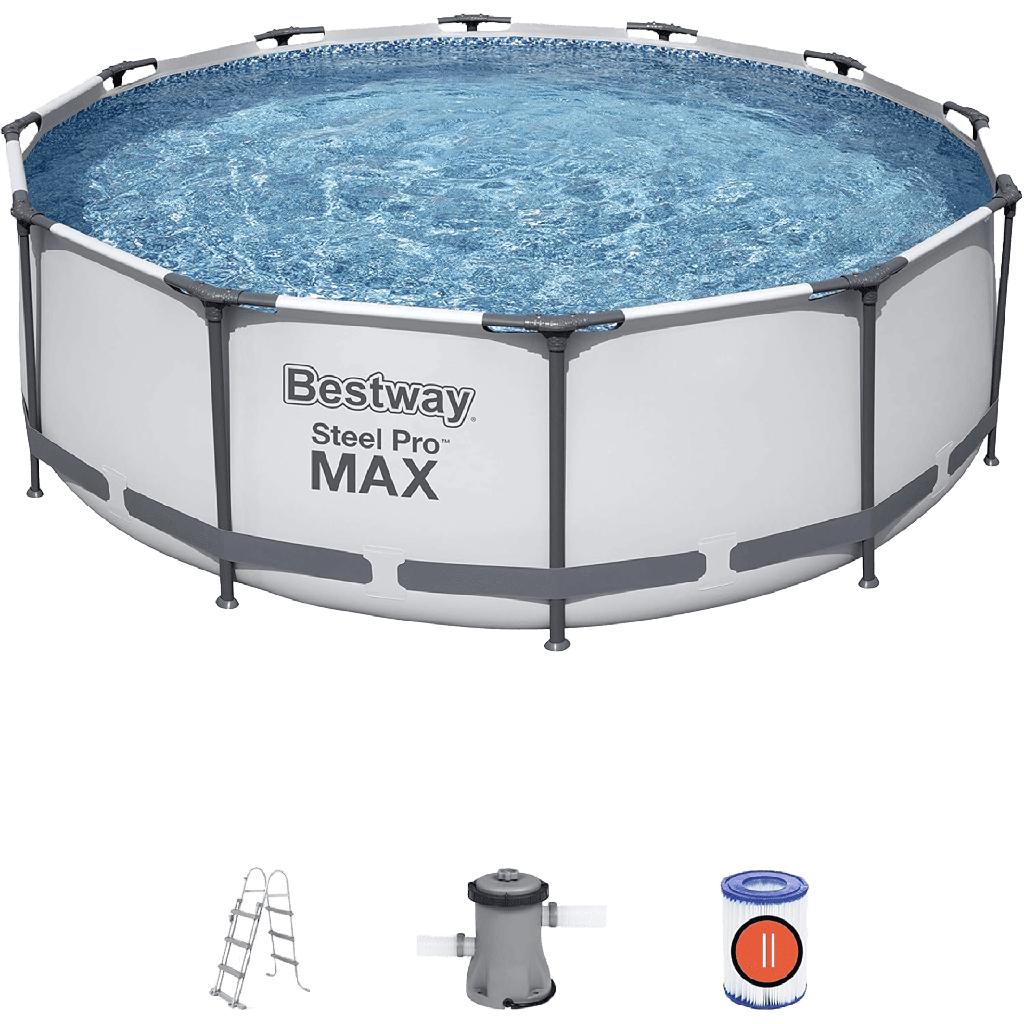 Piscina Redonda Armable Bestway Steel Pro MAX 3.66m x 1.00m con Bomba de filtración (110-120 V)