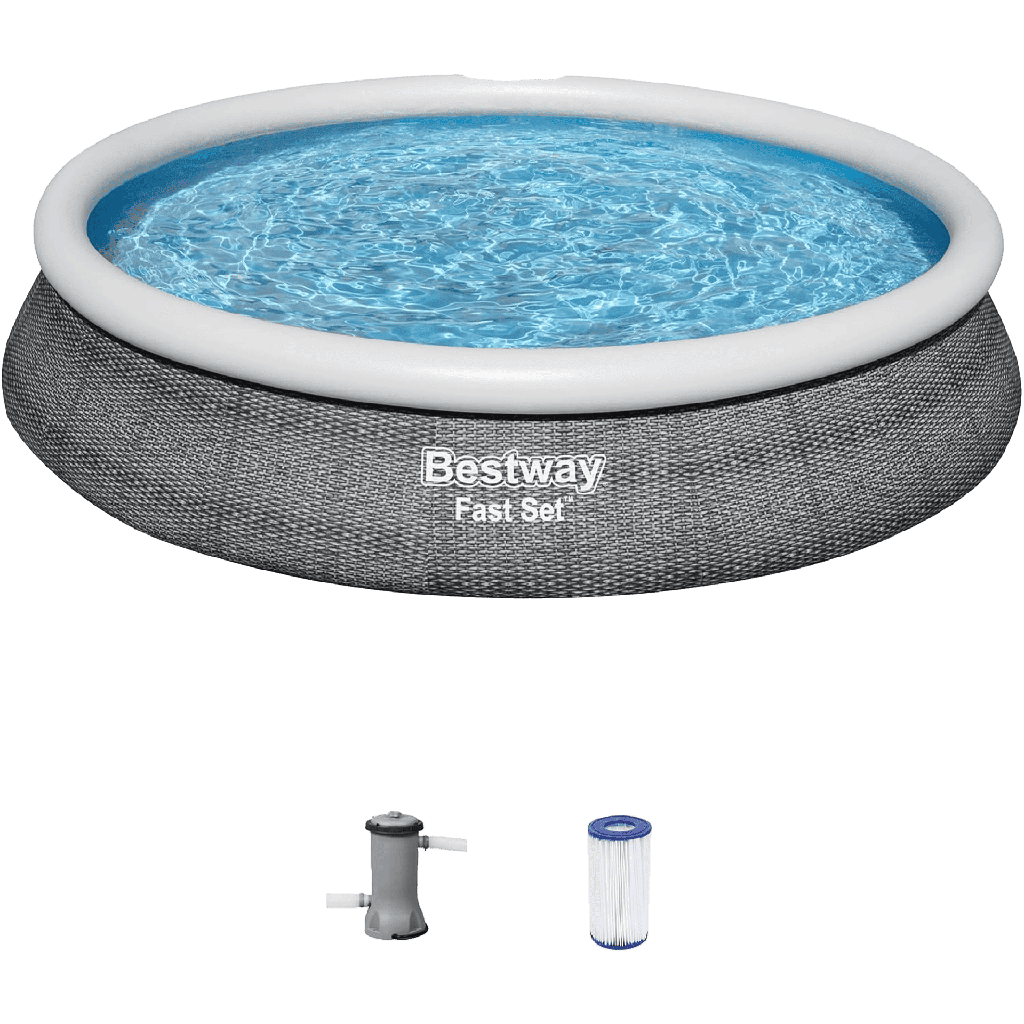 Set de Piscina Inflable Redonda y Bomba de Filtrado Bestway Fast Set 4.57m x 84cm
