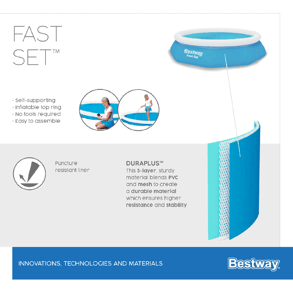 Piscina Inflable Redonda Bestway Pool Fast Set 3.05m x 66cm 