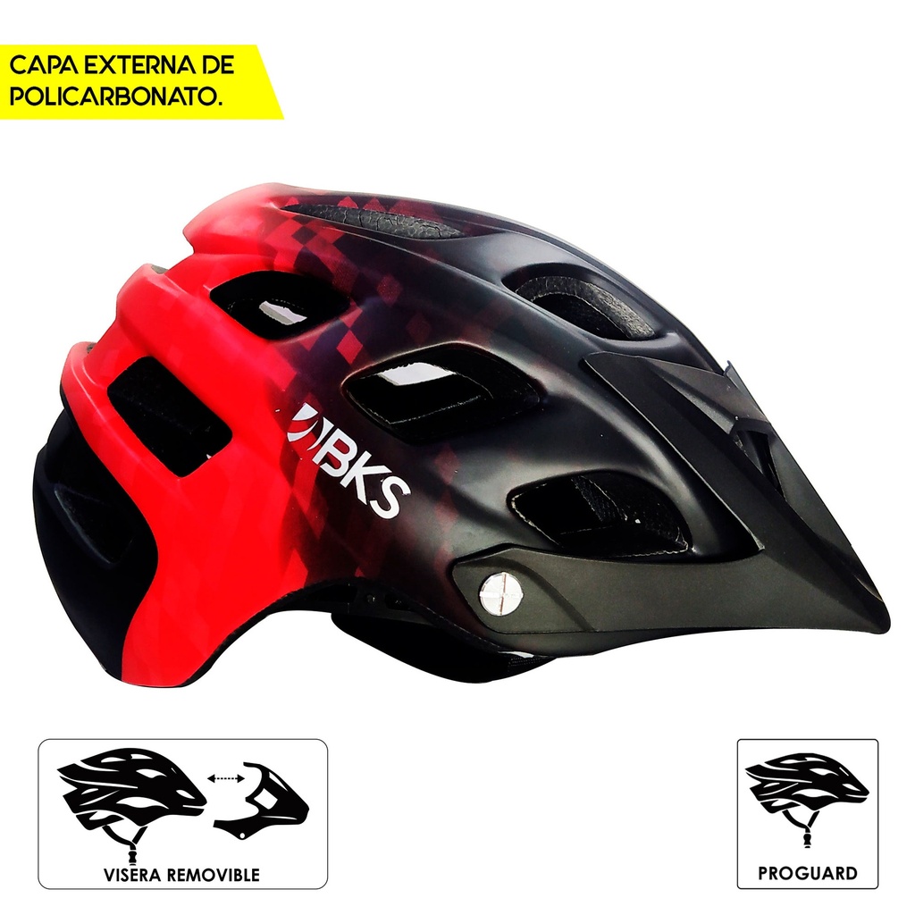 Casco de Bicicleta para Adultos BKS MTB H360 (Negro-Rojo)