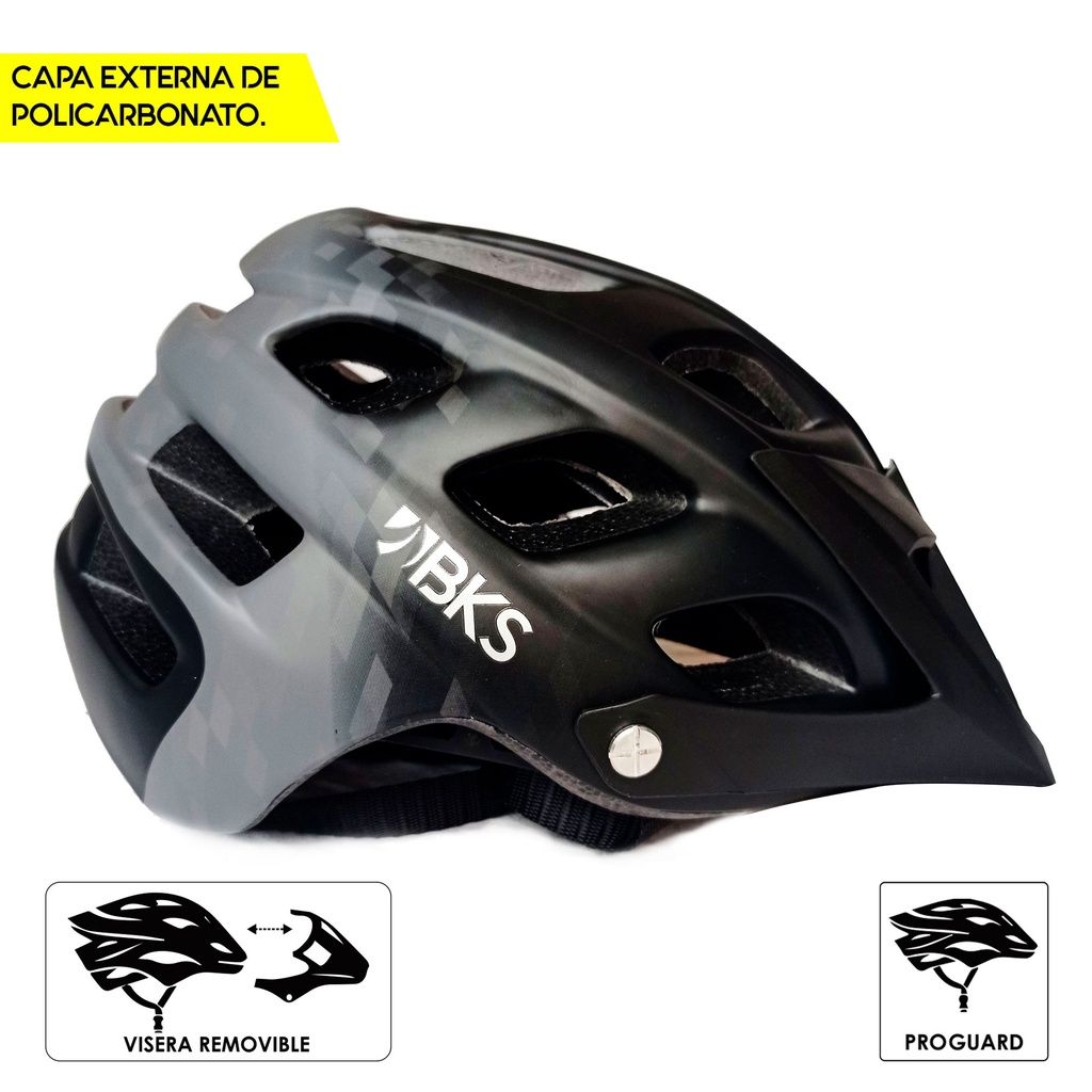 Casco de Bicicleta para Adultos BKS MTB H360 (Negro-Gris)