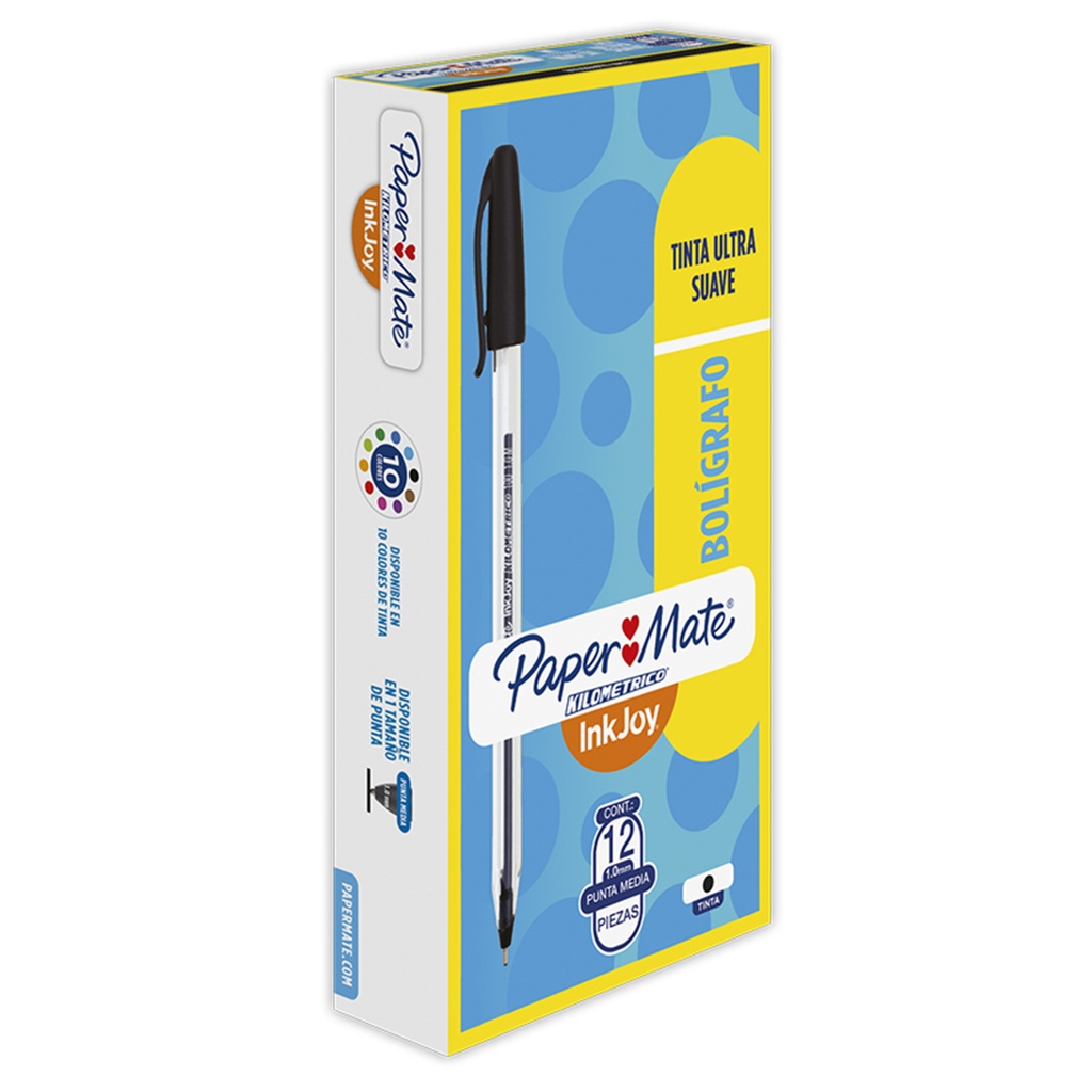 Bolígrafo Paper Mate Kilométrico Ink Joy Negro 12 Unidades