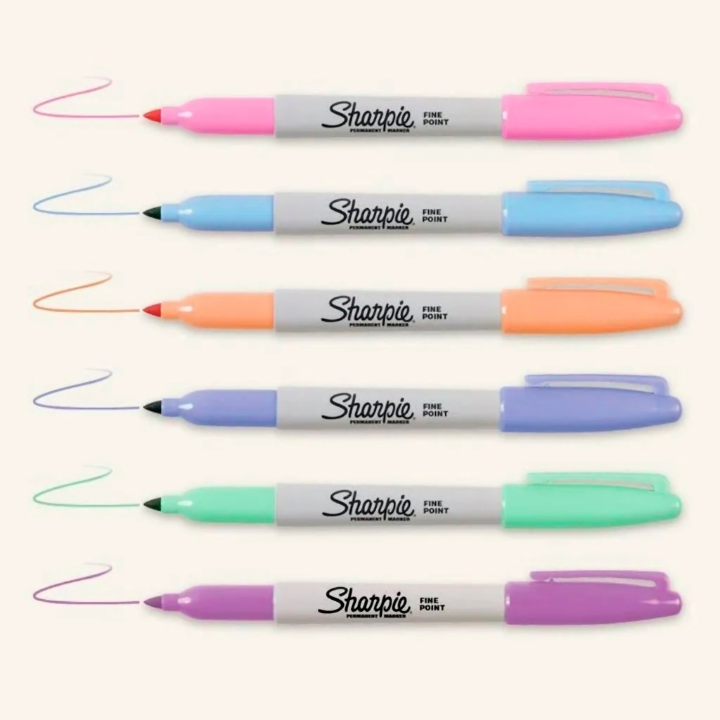 Marcadores Pastel Sharpie Finos Tx12 (+5 Tarjetas para Colorear)