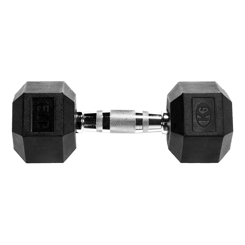 [66842] Mancuerna pesa gym hexagonal encauchetada K6 15 lb 