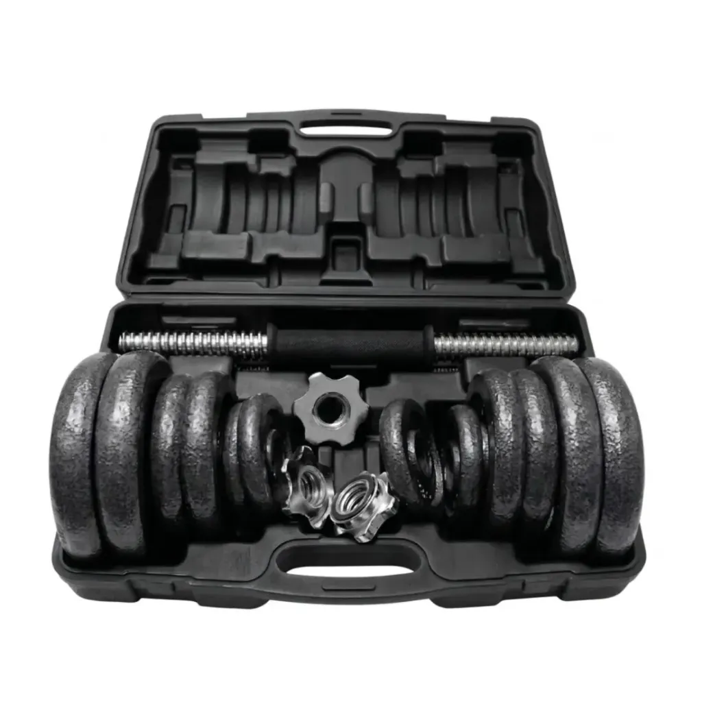 [66620] Set de mancuernas de hierro de 20 kg K6 en maleta plastica