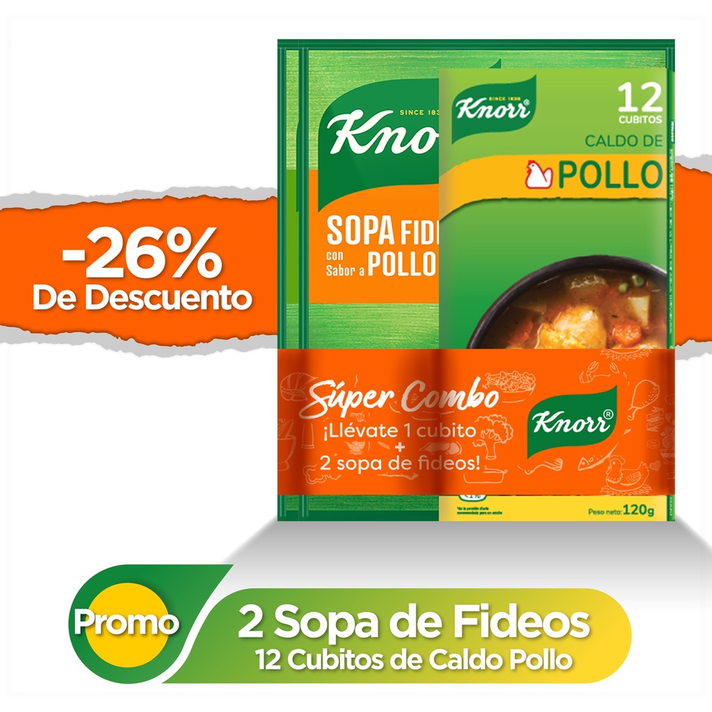 Knorr Promo 2 Sopas 60 Gr + 1 Cubito 12 Unds