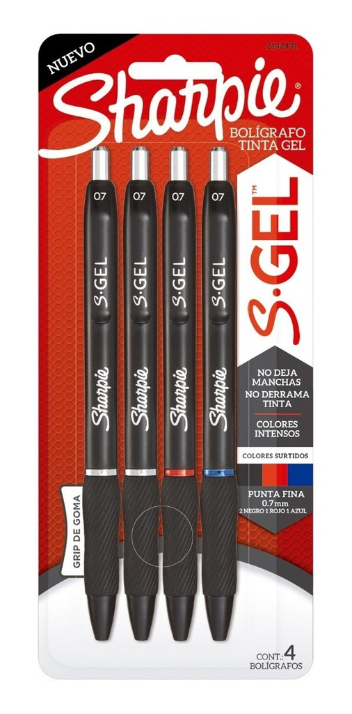 Boligrafos Sharpie Gel RT 7MM TX4 Negro