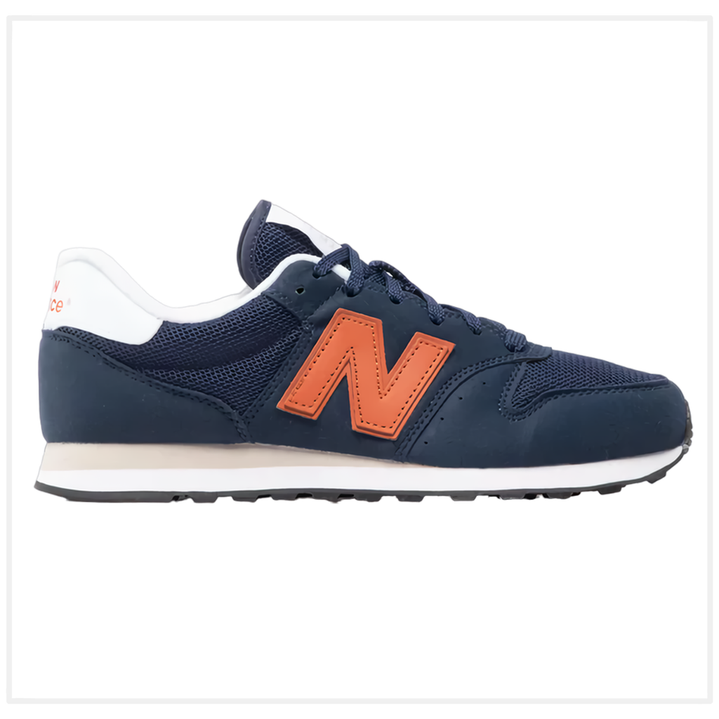 Zapato de Hombre New Balance 500 Azul Marino/Anaranjado