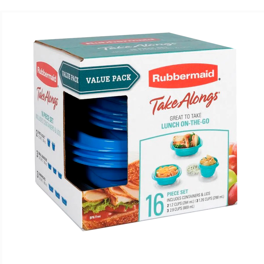 Set de Envases 16 Piezas Varios Tamaños Takealongs Rubbermaid