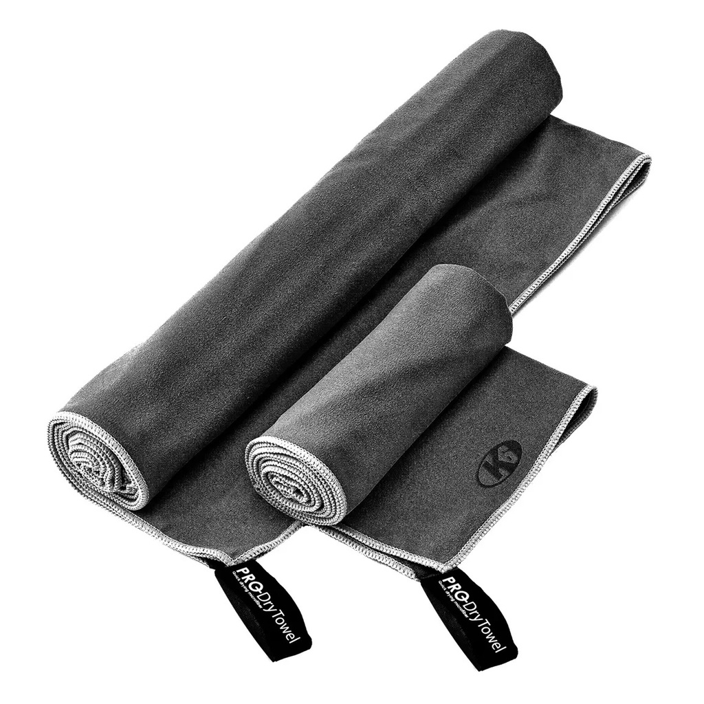 [67531] Set de Toallas de Microfibra K6 (XS & M) (NEGRO Y GRIS)