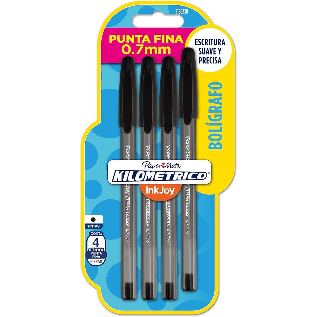 Bolígrafos Punta Fina Paper Mate kilométrico Negro Bx4 