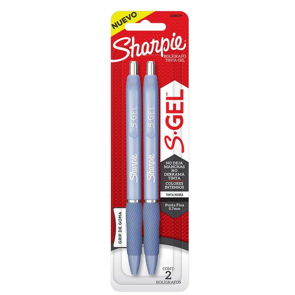 Bolígrafos Punta Fina de Gel Sharpie SGel Bx2 Con Grip de Goma  