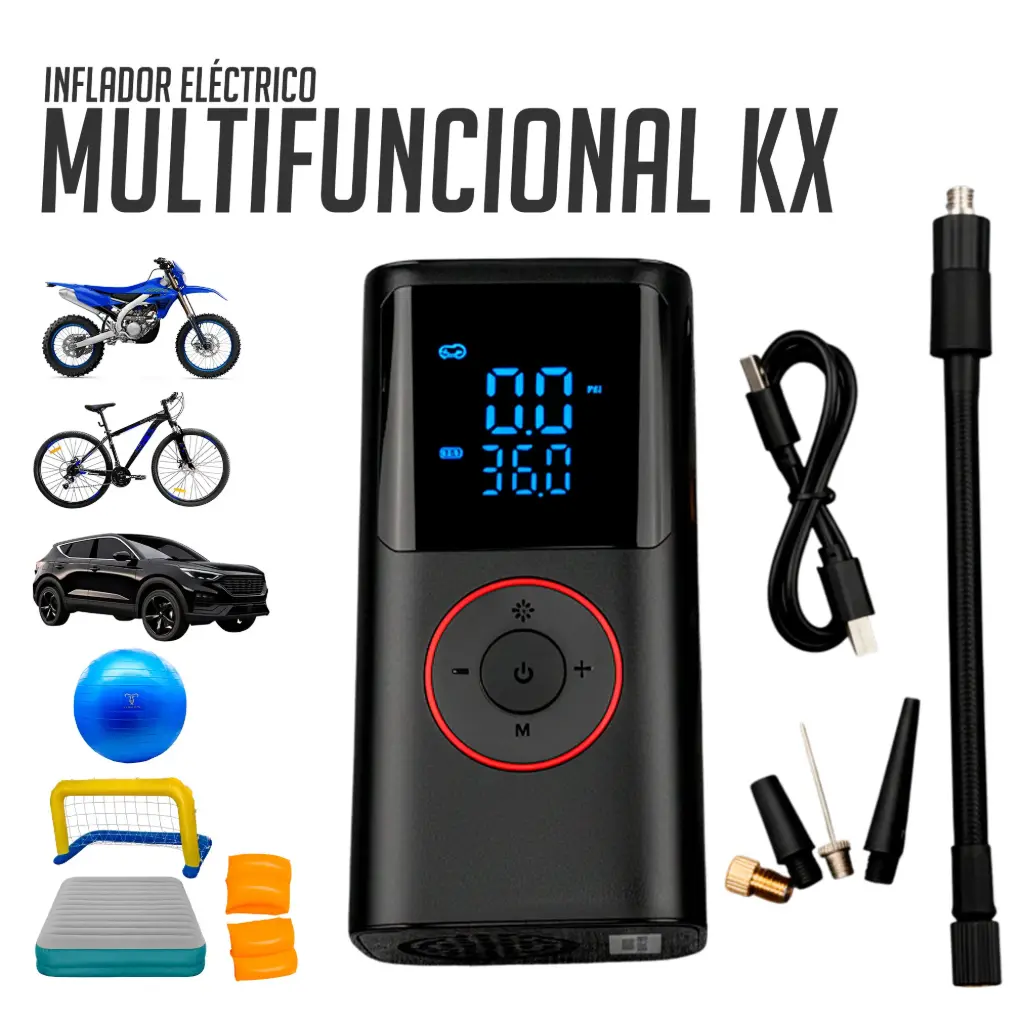 Inflador Eléctrico Portátil Multifuncional KX 