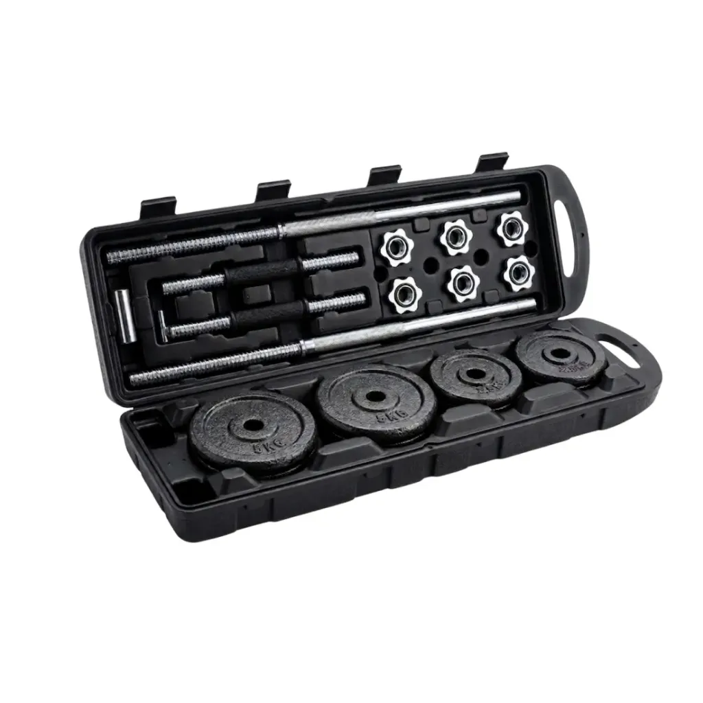 Set de Mancuernas Barra Larga 50KG K6 en Maleta Plástica