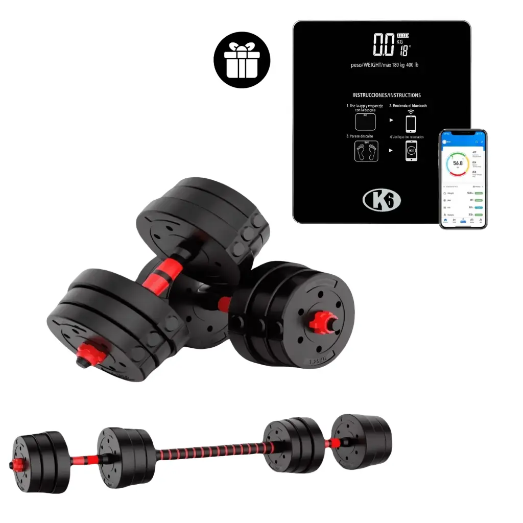 Kit Set Mancuernas + Báscula Conexión Bluetooth 