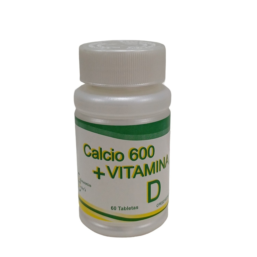 Calcio 600mg + Vitamina D 200 UI en tabletas
