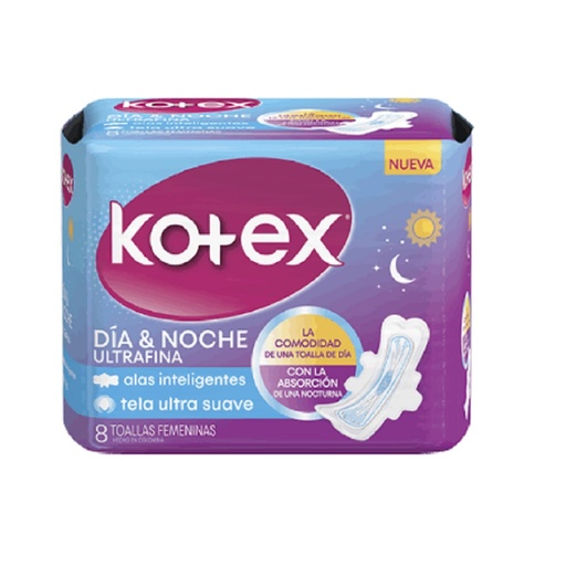 [7702425807648] Toallas Sanitarias Kotex Ultrafina Dia&Noche 8 Und