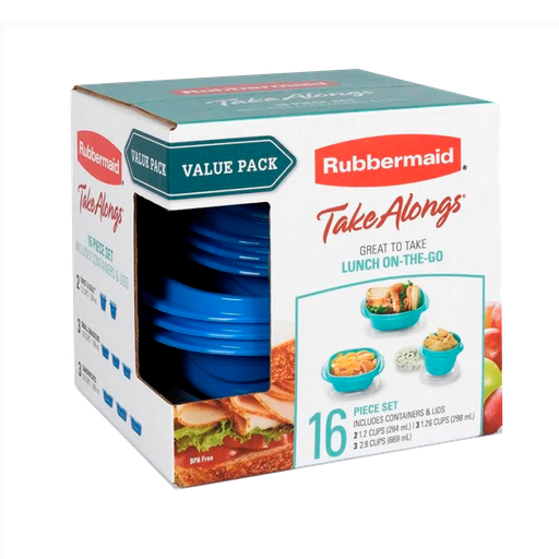 Set de Envases 16 Piezas Varios Tamaños Takealongs Rubbermaid
