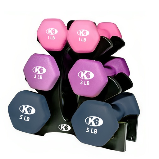 [SETMANCUERNASX6] Set Kit Mancuernas K6 Pesas 1, 3 Y 5 Lbs