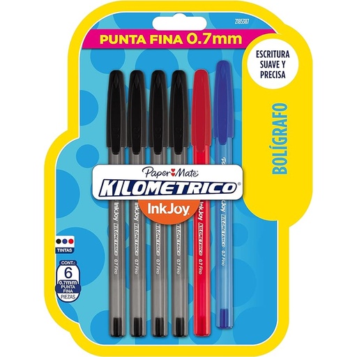 [2185387] Bolígrafo Kilometrico punta fina Paper Mate InkJoy Tx6 Colores Variados 