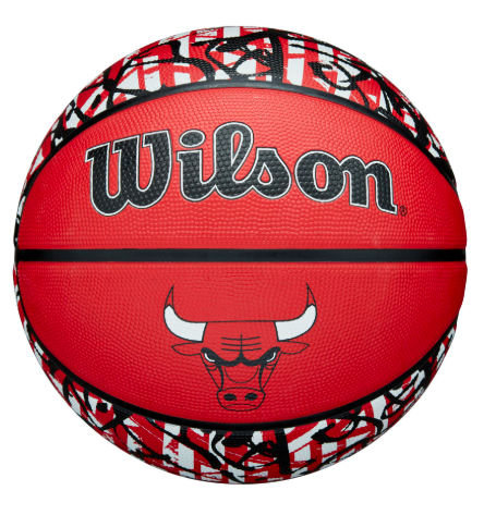 [WZ4024505XB7-K] Balón de Basket Wilson NBA Graffiti Chicago Bulls NO.7 con Caja Exhibidora