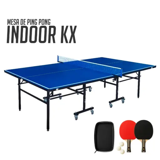 [51085] Mesa de Ping Pong Indoor KX 15mm con Accesorios (Azul)