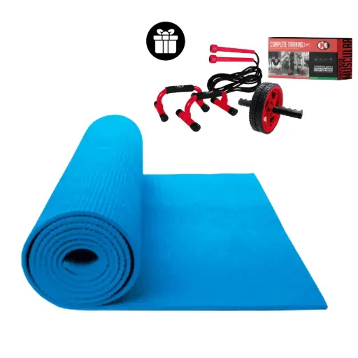 [67170-K1] Kit Yoga Mat + Lazo Para Saltar + Base Flexión + Rueda de Abs