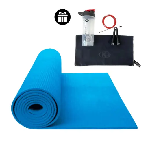 [67169-K] Kit Yoga Mat + Lazo Para Saltar + Vaso Mezlador + Toalla Microfibra