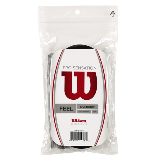 [WRZ401200] Pro Overgrip Wilson p/Raqueta Tenis Sensation 30Pk (NEGRO) (Z401200)